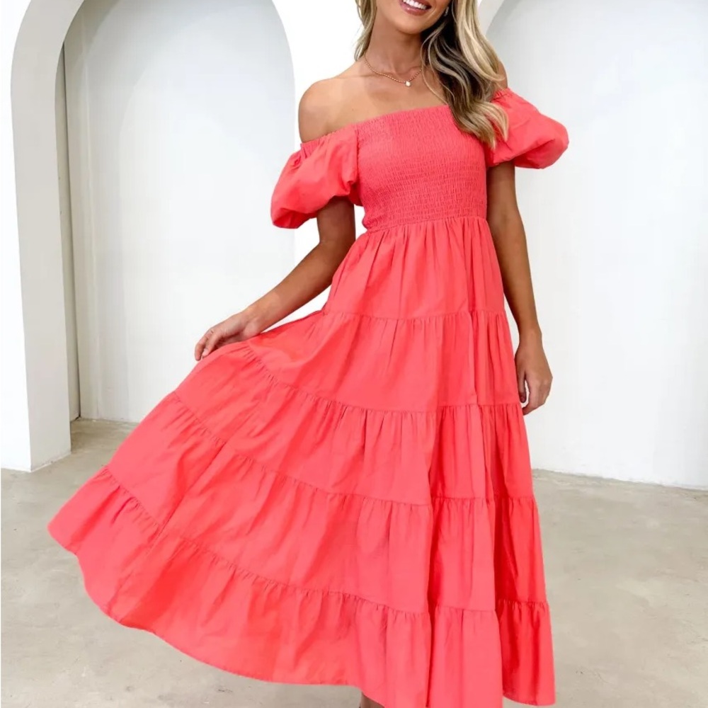 Coral Midi Dress